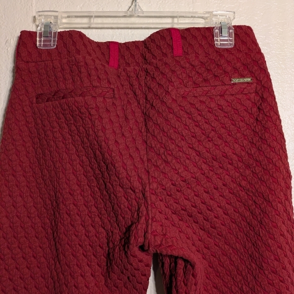 Michael Kors Elegant Red Textured Women's Pants Dize Medium Preown - Picture 7 of 8